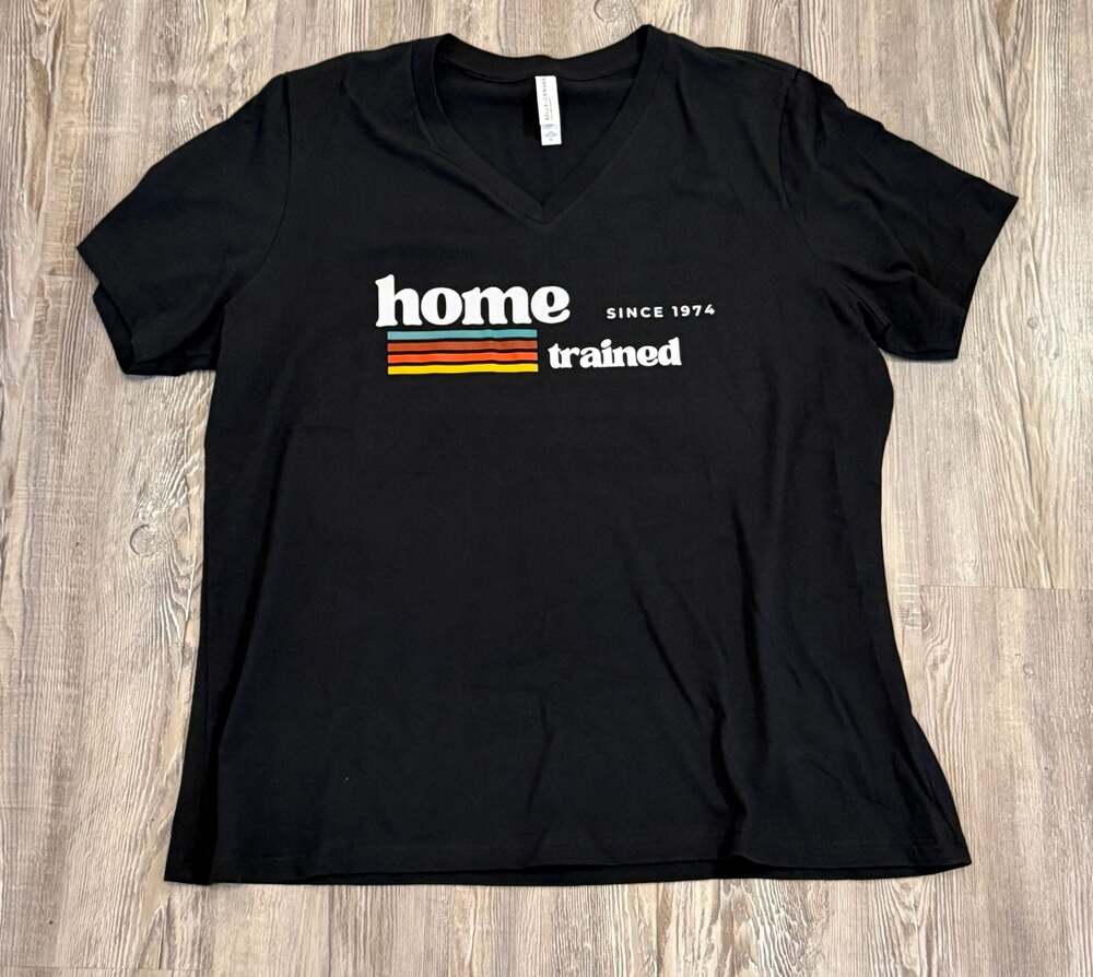 BELLA+CANVAS Home Trained Since 1974 Graphic V-Neck Black T-Shirt XL